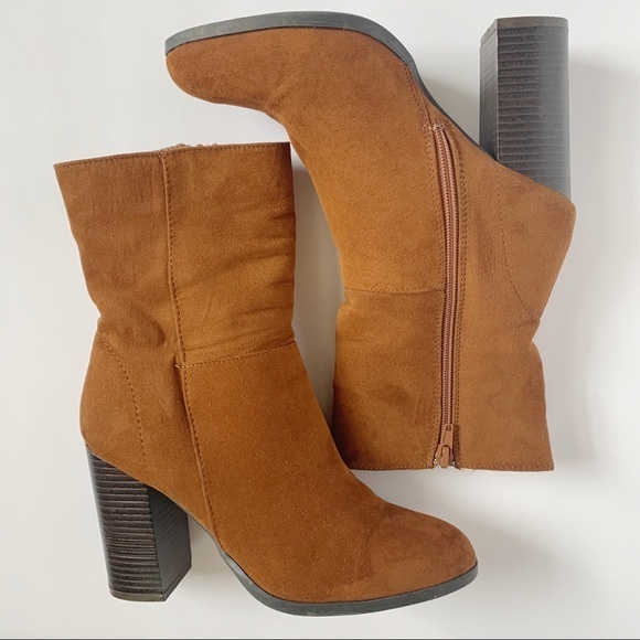 Bamboo Heel Brown Suede Boots Chestnut Color Sz‎ 7 - Picture 10 of 10